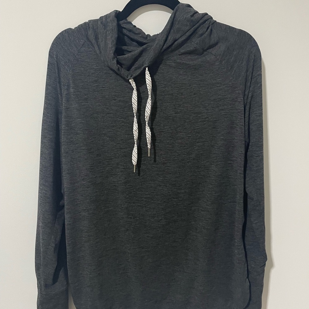 Black Soot Heather Funnel Neck Pullover